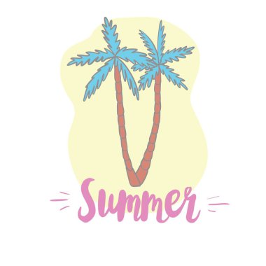 Hindistan cevizi palmiyeleri. Tasarım için beyaz arkaplan üzerine resim