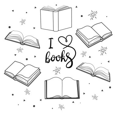 Bir dizi kitap taslağı. Vektör illüstrasyonu.