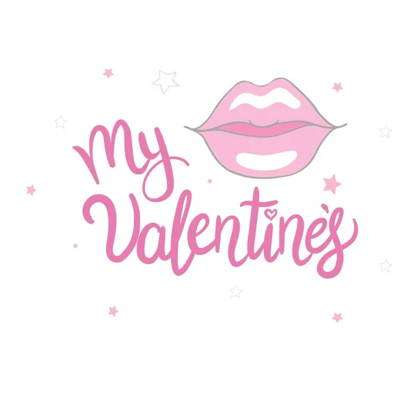 Feliz Día San Valentín Con Letras Corazones Frase Romántica Dibujada — Archivo Imágenes Vectoriales