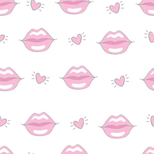 Mouth Pop Art Vector Seamless Pattern Lips Illustration — Stock Vector