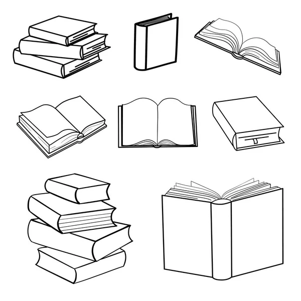 Conjunto Esboços Livros Ilustração Vetorial — Vetor de Stock
