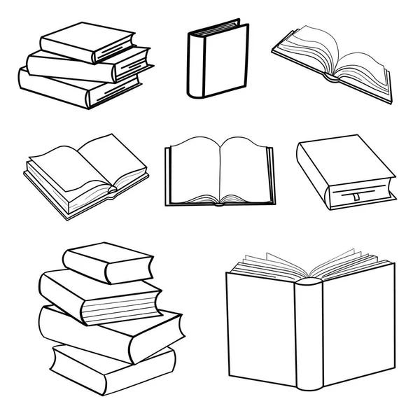 Conjunto Bocetos Libros Ilustración Vectorial — Archivo Imágenes Vectoriales