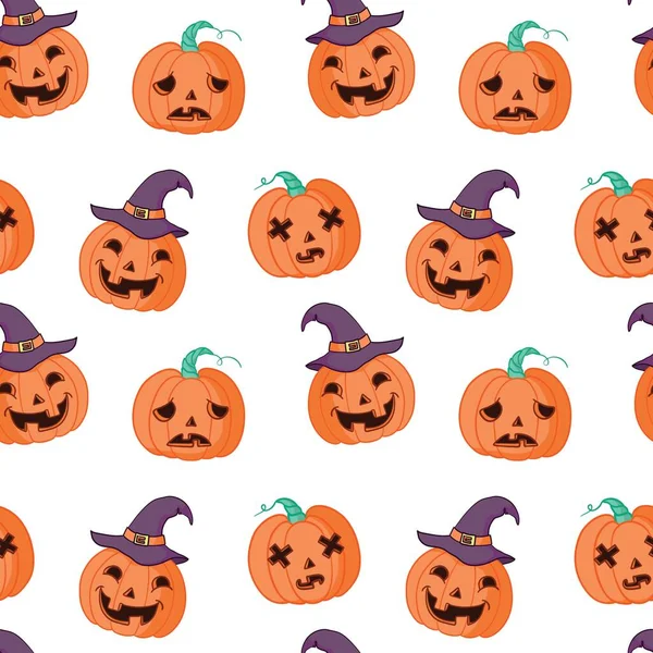 Halloween Design Padrão Sem Costura Com Abóbora — Vetor de Stock