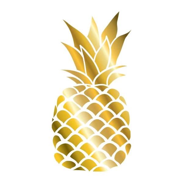菠萝黄金图标 热带水果 白色背景隔离 象征食物 异国情调 维生素 大自然的标志设计元素矢量图解 — 图库矢量图片