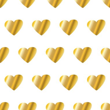 Beyaz arka planda altın gibi pırıl pırıl, pürüzsüz kalpler..