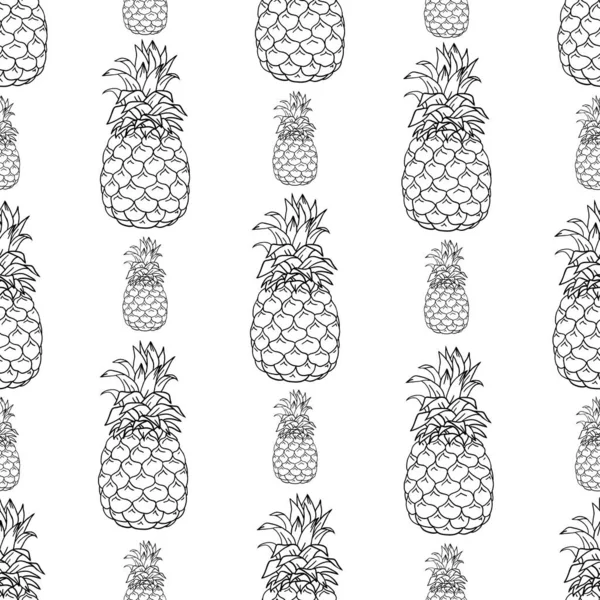 Ananaslı Kusursuz Desen Grafik Şekillendirilmiş Çizim Vektör Illüstrasyonu — Stok Vektör