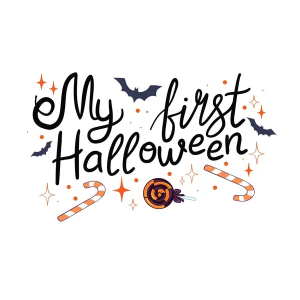 Happy Halloween Schriftzug Vektorpinsel Kalligraphie Handgeschriebener Halloween Typografie Druck Für — Stockvektor