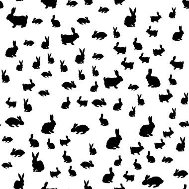 Tavşan silueti pürüzsüz desen. Tavşan eti. Yiyecek ambalajı ya da kasap dükkanı tasarımı için arka plan. Vektör illüstrasyonu