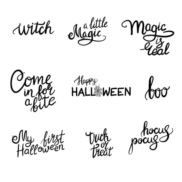 Feliz Halloween Mano Dibujado Vector Letras — Vector de stock