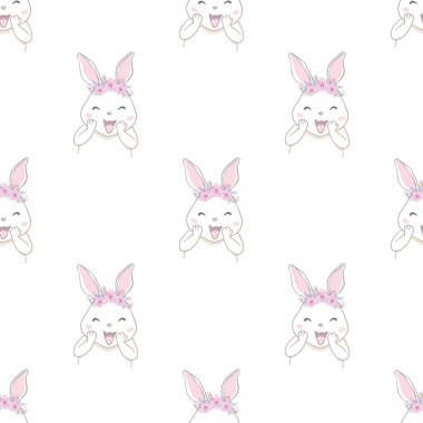 Taslak çizim vektör çizimi kusursuz, el çizimi tavşan arkaplanı olan şirin tavşan.
