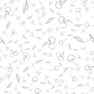 Sevimli el çizimi kirazsız desen. Tasarım kumaş ya da kağıt basmak için iyidir.