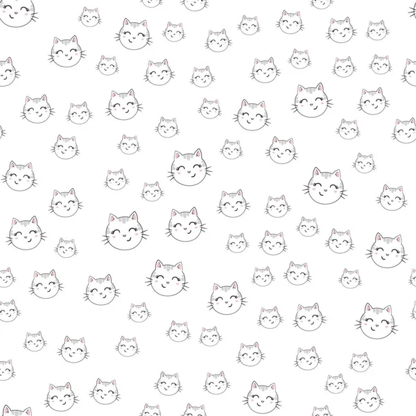 Seamless Vector Pattern Cats Smiling Cute Cats Background — Stock Vector