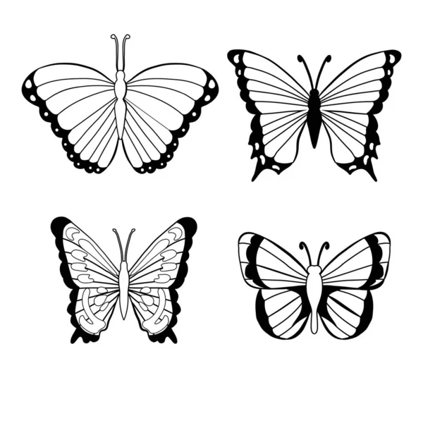 Conjunto Iconos Silueta Mariposa Ilustraciones Vectoriales — Archivo Imágenes Vectoriales