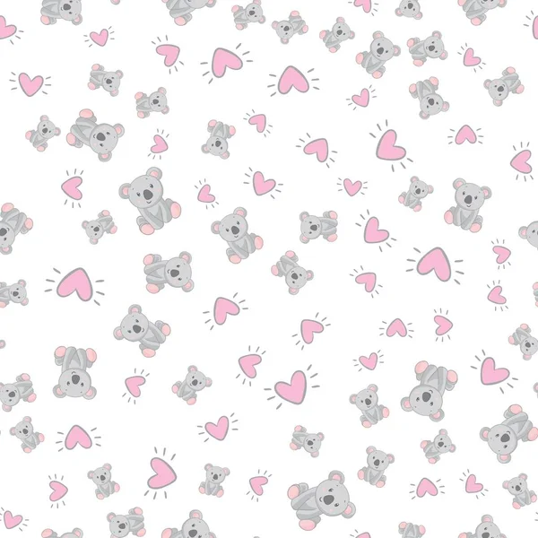 Handgezeichnete Niedliche Koala Muster Druckdesign Hintergrund Kinder Drucken Textildesign — Stockvektor