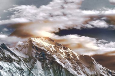 gün batımı arka plan Üzerinde Golden Peak dağ görünümü, Gilgit Baltistan, Pakistan