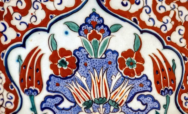 Red Blue Floral Mosaic Pattern Ottoman Era — Stock Photo, Image