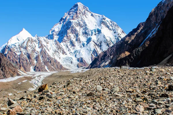 Concordia Alaptábor Baltoro Gleccserekben Csúcs Közelében — Stock Fotó