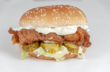 Health chicken burger on white background 