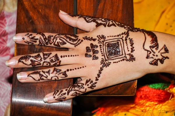 Henna Tattoos Bride Hand — Φωτογραφία Αρχείου