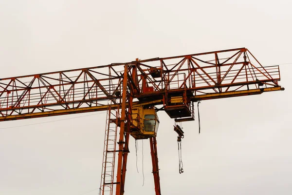 Type of bearing metal structures of gantry crane against blue sky