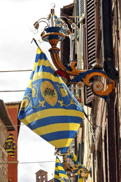 Banners Como Parte Palio Siena Toscana Itália — Fotografia de Stock