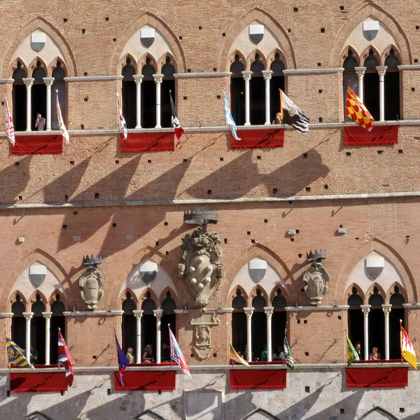 Siena Włochy Sierpnia 2008 Palio Siena Toskania Włochy Kolorowe Historycznych — Zdjęcie stockowe