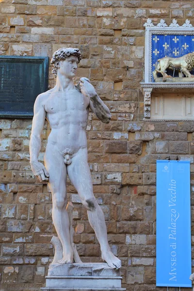 Φλωρεντία Ιταλία Αυγούστου 2018 Αντίγραφο Του Αγάλματος Του Μικελάντζελο Ντέιβιντ — Φωτογραφία Αρχείου