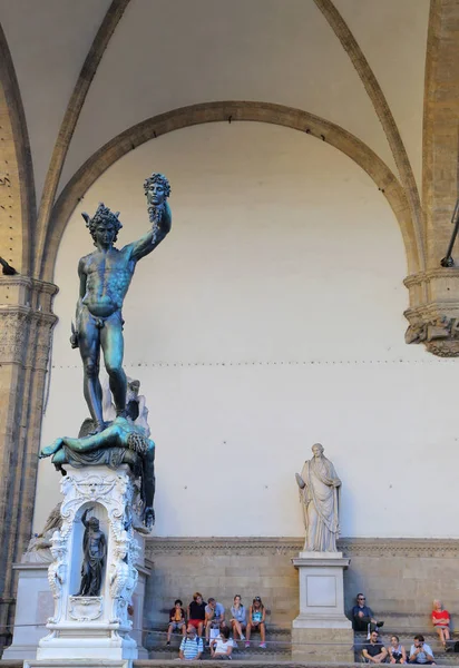 Firenze Italia Agosto 2018 Perseo Con Testa Della Statua Medusa — Foto Stock