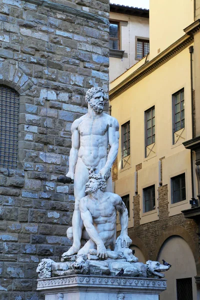 Florença Itália Agosto 2018 Estátua Hércules Caco Giambologna Frente Palazzo — Fotografia de Stock