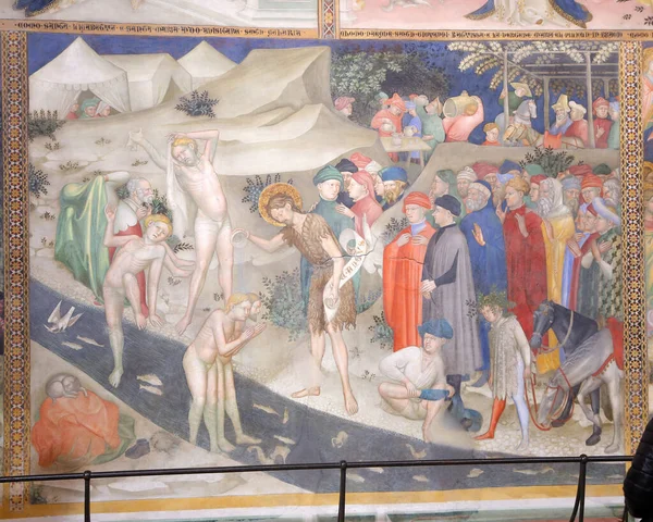 Urbino Italy March 2019 Wonderful Frescoes Life Christ Oratory San — Stock Photo, Image