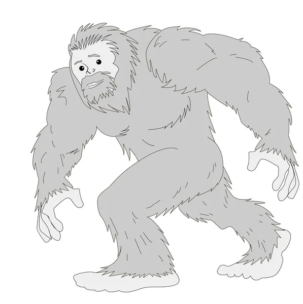 Yeti, el muñeco de nieve corre alegre y amable . — Vector de stock