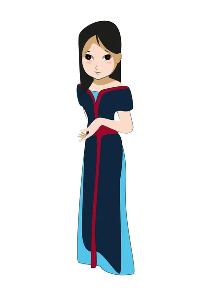 Mulan fata personaggio anime bella ragazza — Vettoriale Stock
