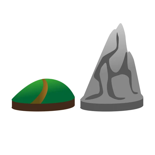 Montañas, llanuras, fondo, roca, colina, conjunto, naturaleza — Vector de stock