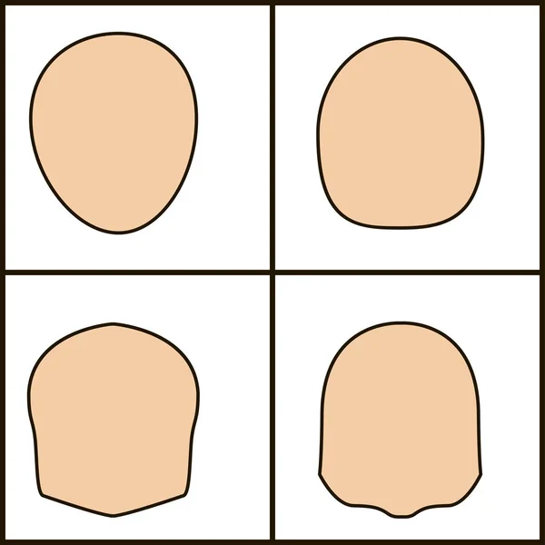 Diferentes formas de cara, icoka vector. contorno cincelado — Archivo Imágenes Vectoriales