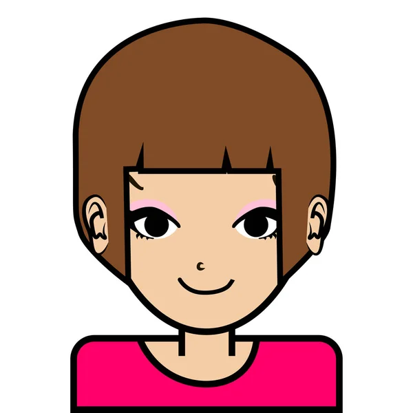 Potret ikon wajah gadis kecil dengan coretan hitam pada vektor latar belakang putih - Stok Vektor