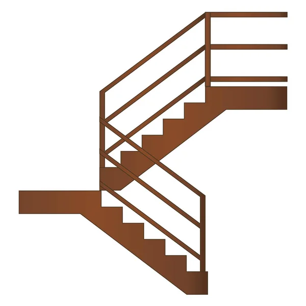 Escalera de madera con pasamanos y escalones, vector realista sobre fondo blanco . Gráficos vectoriales