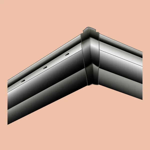 Gouttière plastique noir angle réel vecteur extérieur . — Image vectorielle