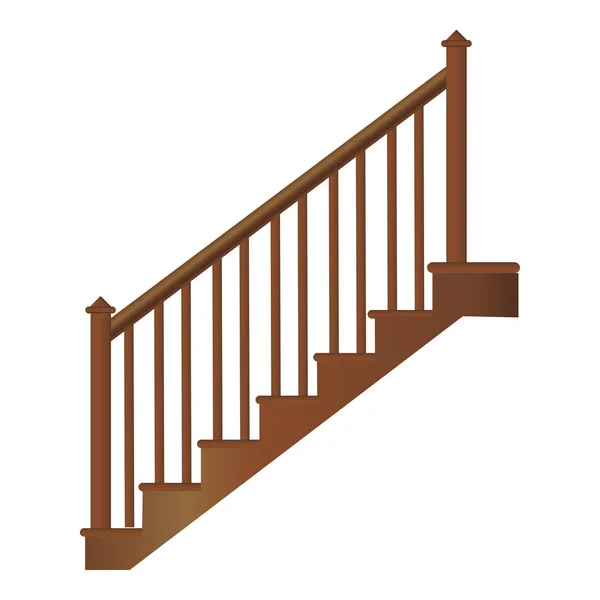 Escalera de madera con pasamanos y escalones, vector realista sobre fondo blanco . — Archivo Imágenes Vectoriales