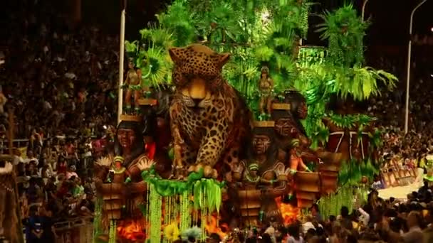 Gualeguaychu 狂欢节游行花车与猎豹的身影 阿根廷 — 图库视频影像