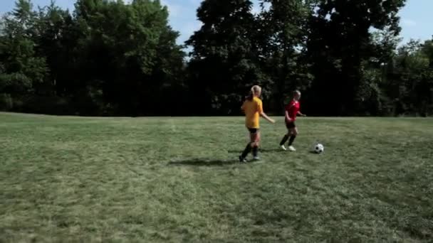 Tonårstjejer Spelar Fotboll — Stockvideo