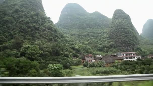 Carso Vista Paesaggio Trasporto Movimento Yangshuo Cina — Video Stock