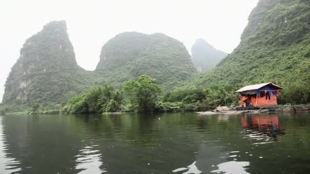 Vista Sul Fiume Yulong Sul Paesaggio Carsico Yangshuo Cina — Video Stock