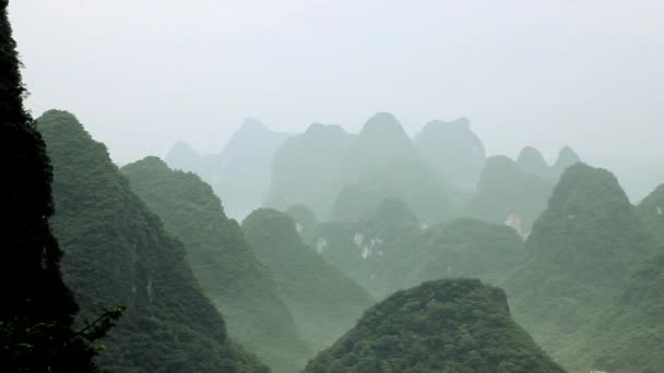 Панорамний Вид Ландшафт Карст Yangshuo Китай — стокове відео