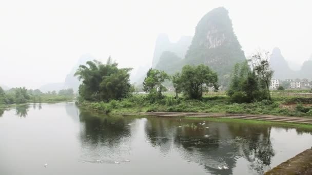 Chiny Prowincji Guangxi Rzeki Drogi Mieście Yangshuo — Wideo stockowe