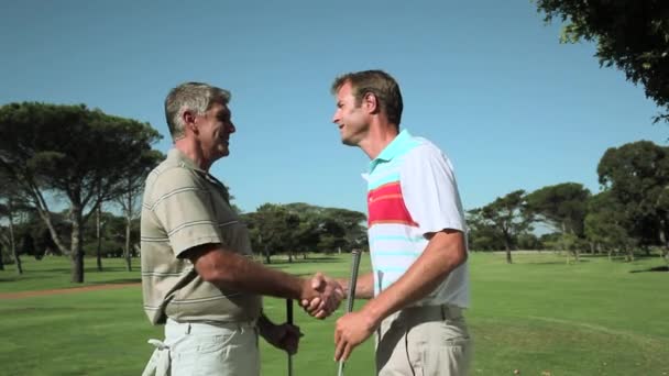 Mature Hommes Bavarder Sur Terrain Golf — Video