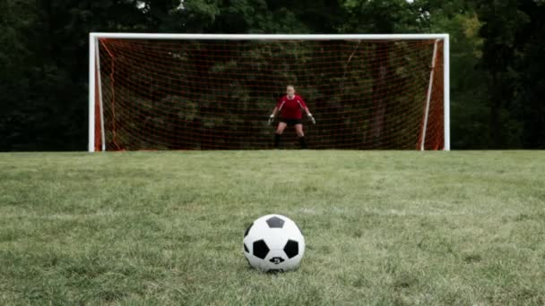 Scoring Goal Outdoors — Stock Video