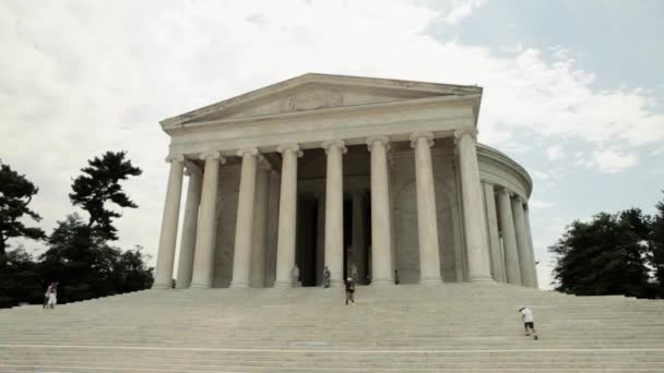 Utrata Czasu Ujęcie Ludzi Pomniku Jeffersona — Wideo stockowe