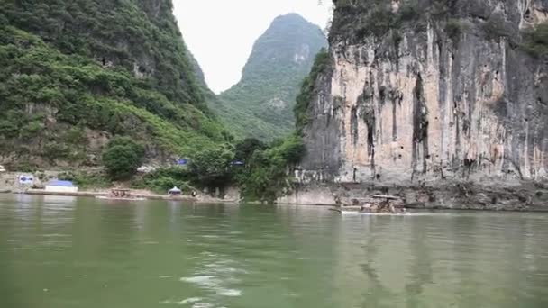 China Província Guangxi Vista Barco Rio Paisagem — Vídeo de Stock