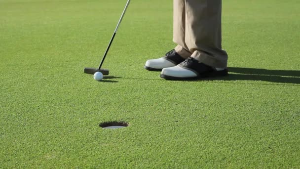 Close Van Volwassen Man Spelen Golf — Stockvideo