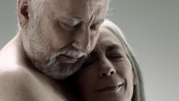 Close Loving Senior Couple — Stock Video